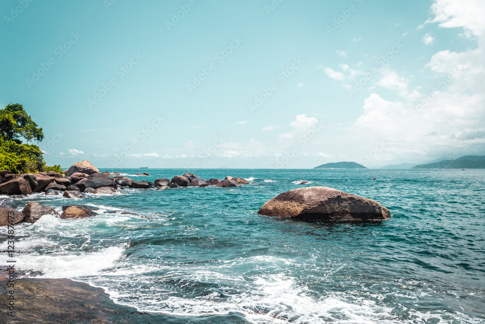 Rocky Beach at Beautiful Island (Ilhabela) in San Paulo (São Pa